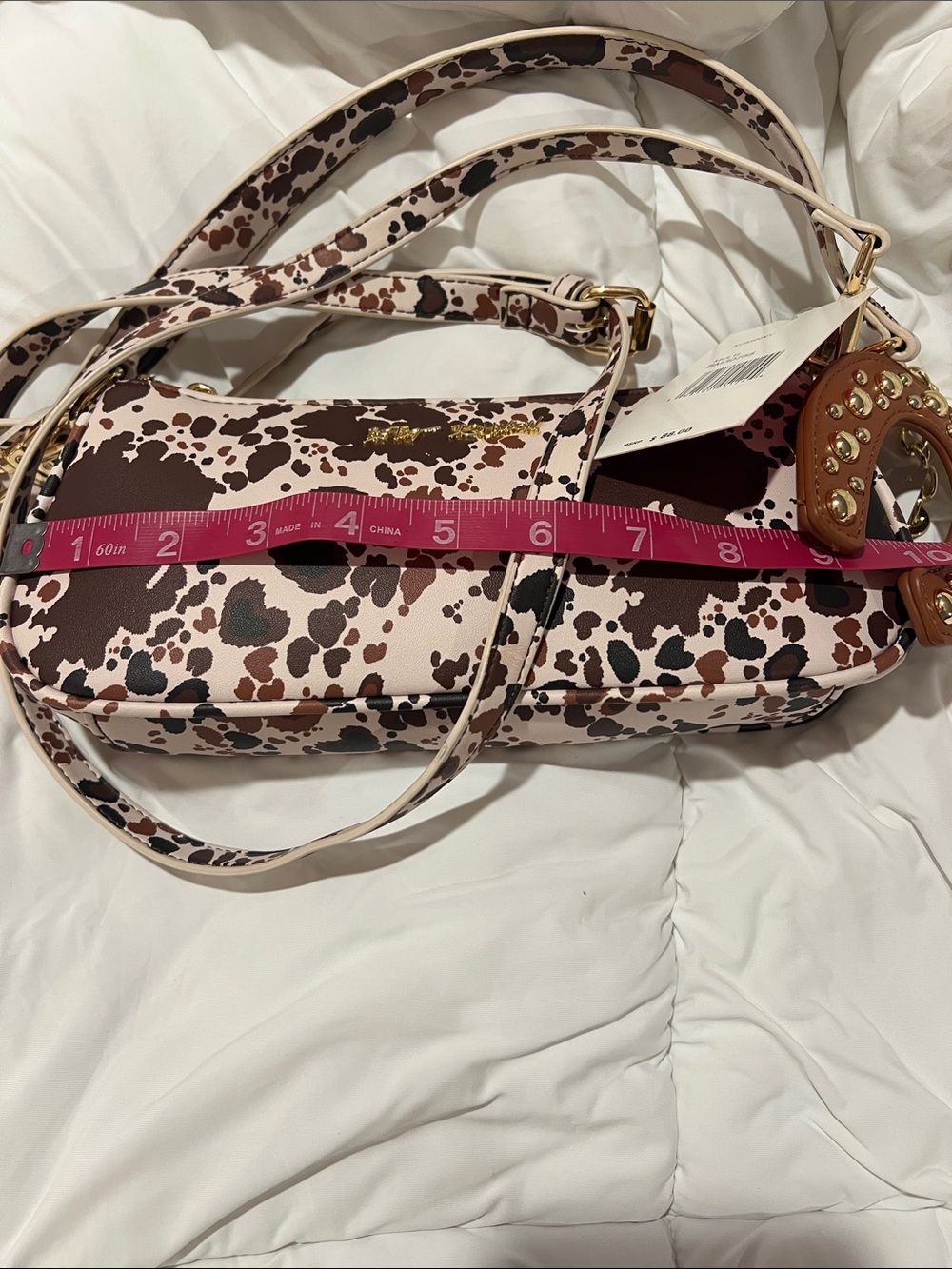 Betsy Johnson cow print bag with horseshoe MSRP $88 - Picture 4 of 6